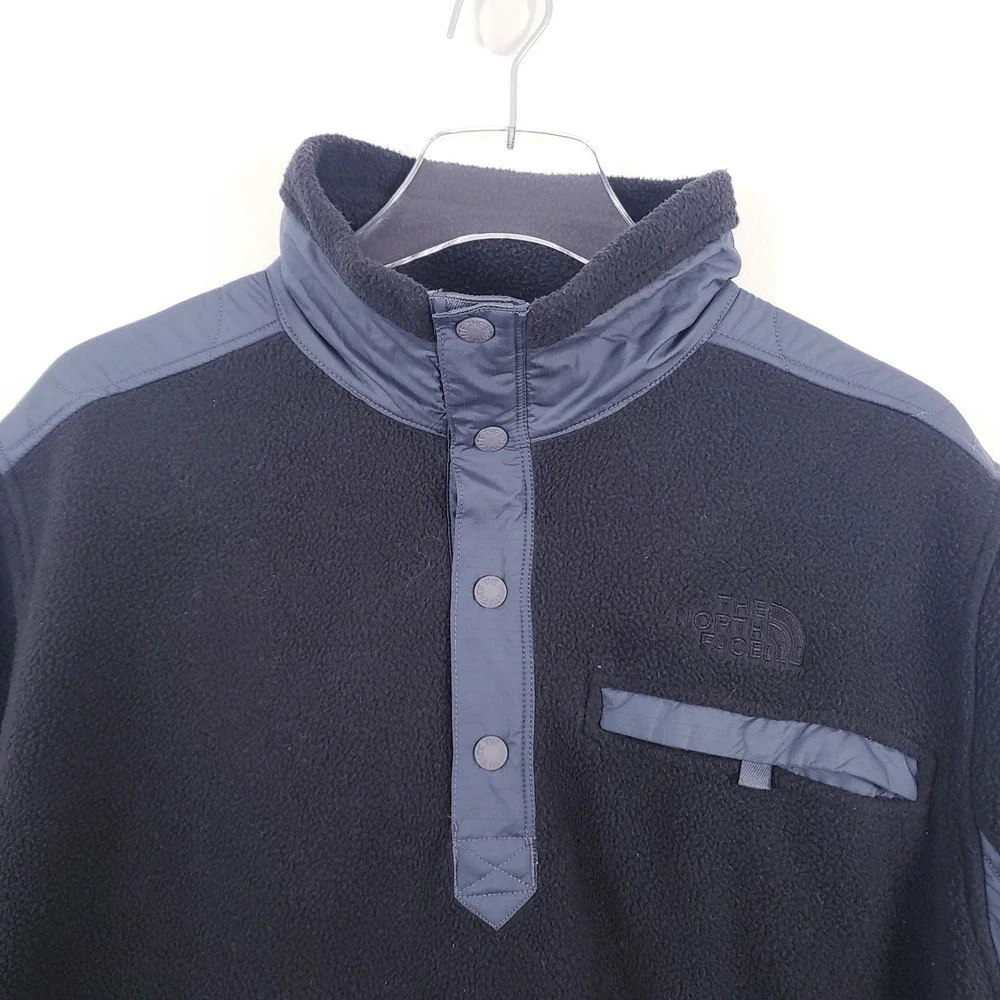 The North Face Royal Arch 1/4 Snap Fleece Pullover Jacket Black Mens Medium‎